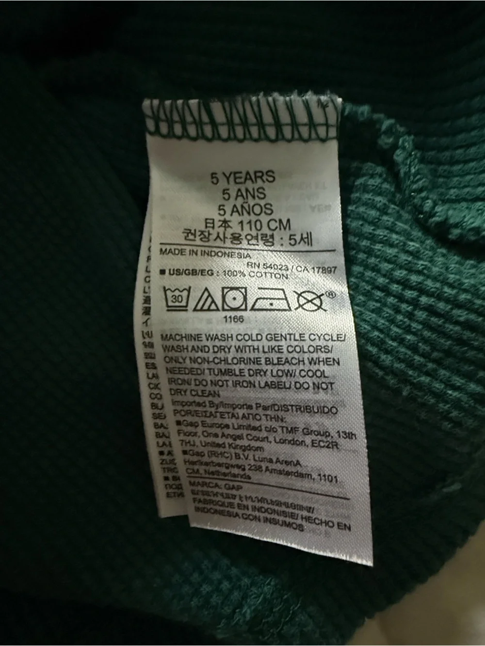 GAP Kids Green Waffle Knit Long-Sleeve Shirt